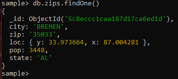 base de données sample de mongo